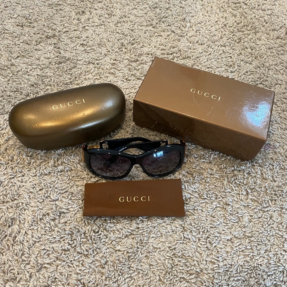 Gucci Black Bamboo Horsebit Sunglasses